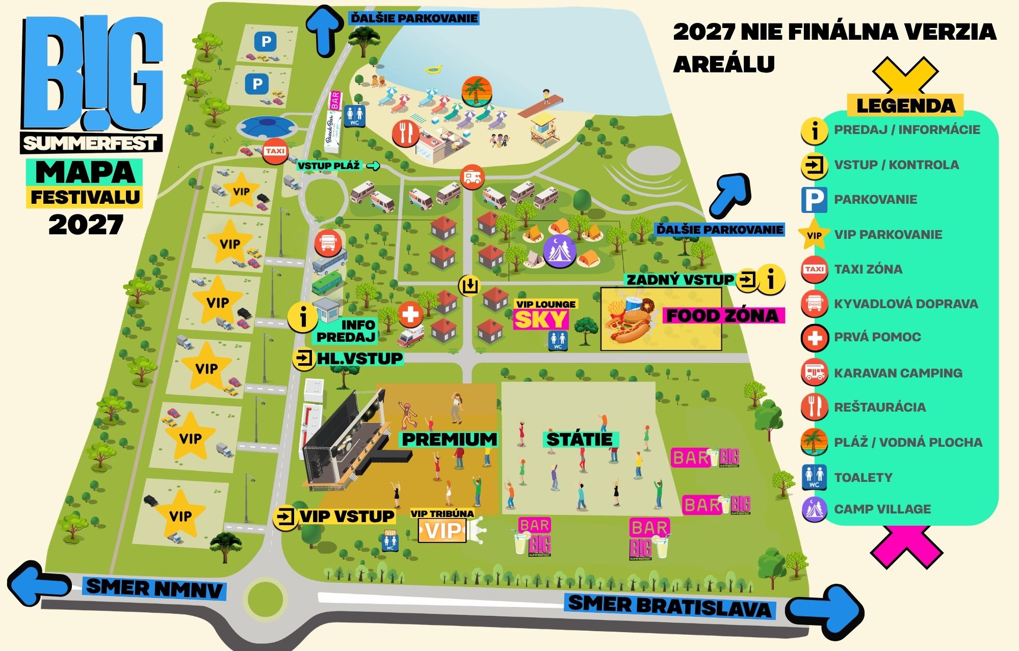 Mapa festivalu Big Summer Fest 2027